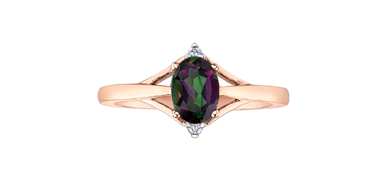 Mystic Topaz and Diamond Ring in 10KT White Gol...