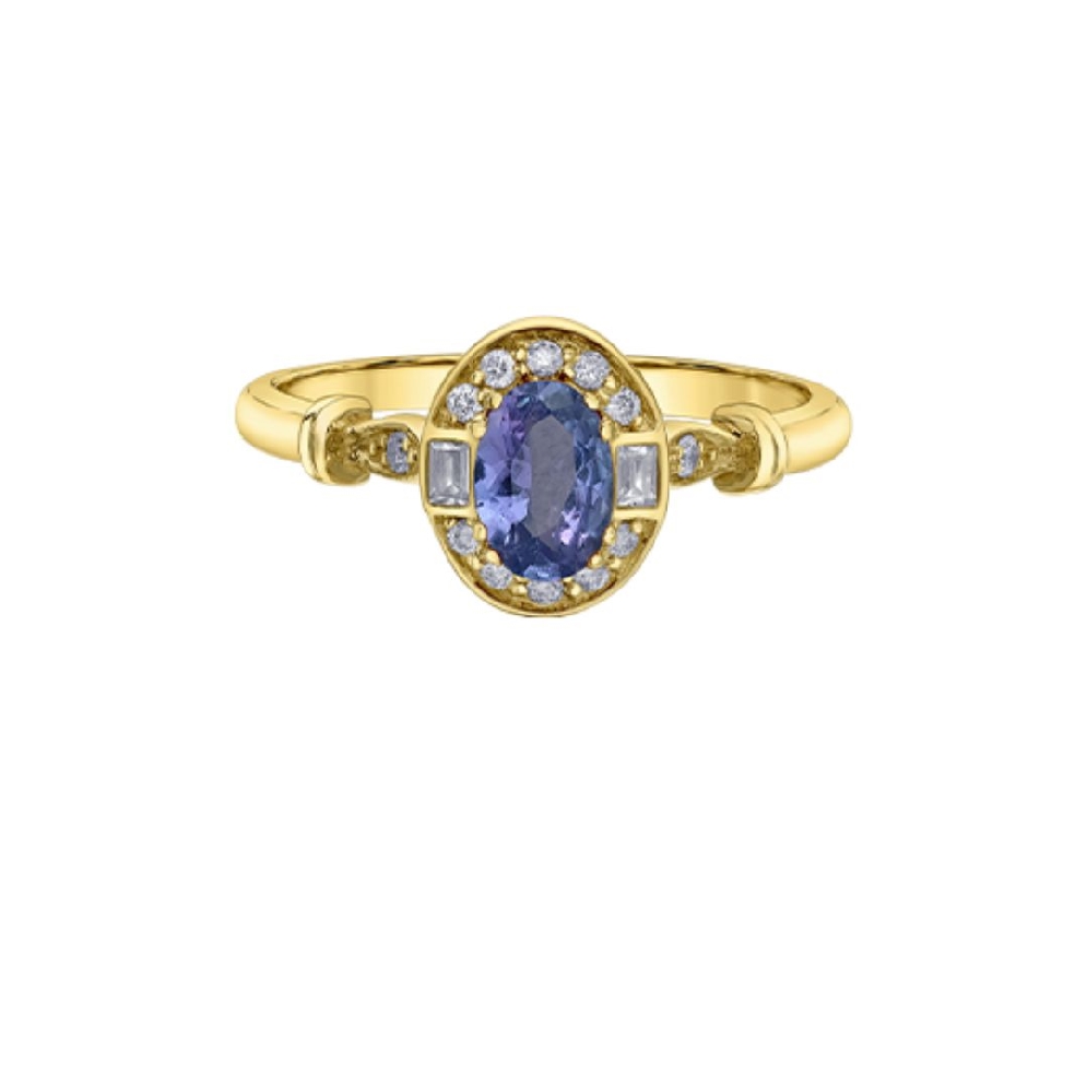 Tanzanite; White Sapphire and Diamond Ring 0.09...