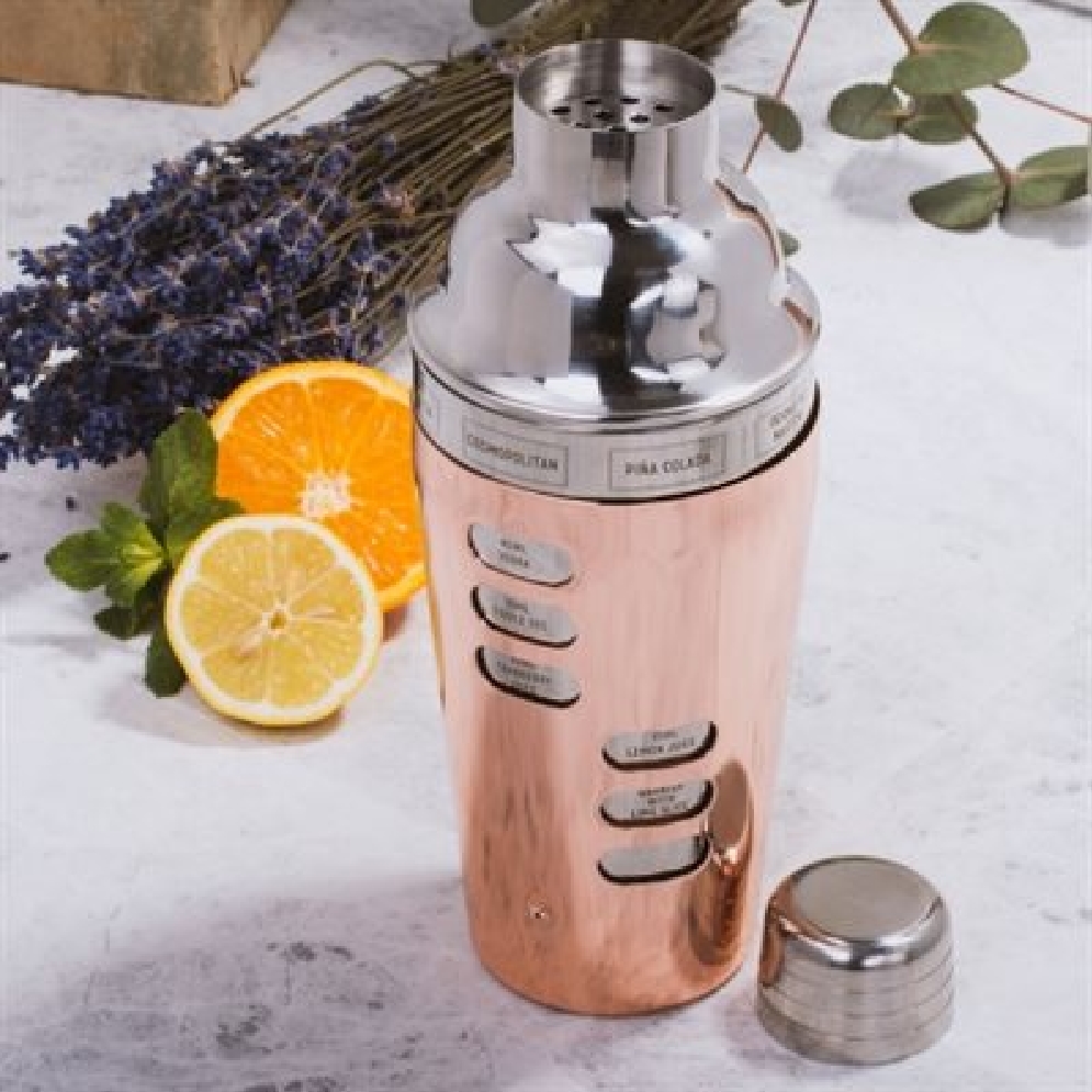 Soiree Cocktail Shaker w/Recipies - Copper Colo...