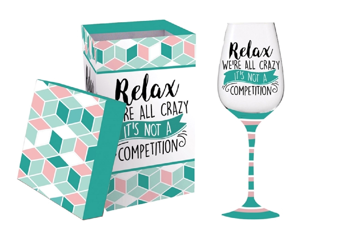 Relax We re all Crazy; Wine Glass w/ Silicone b...