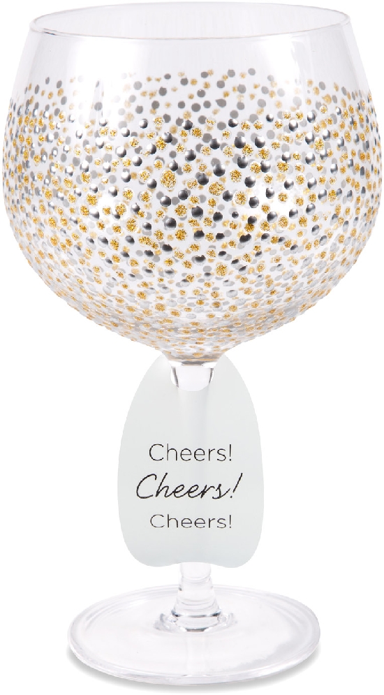 Gold &amp; Silver Dots - 24 oz Hand Decorated Glass...
