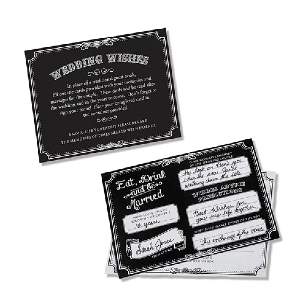 Set/48 Black Wedding Wishes Cards  
