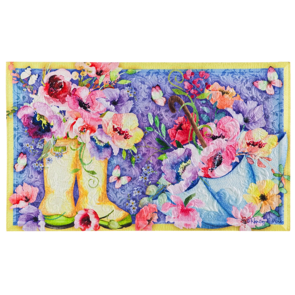 Floral Boots Embossed Floor Mat  