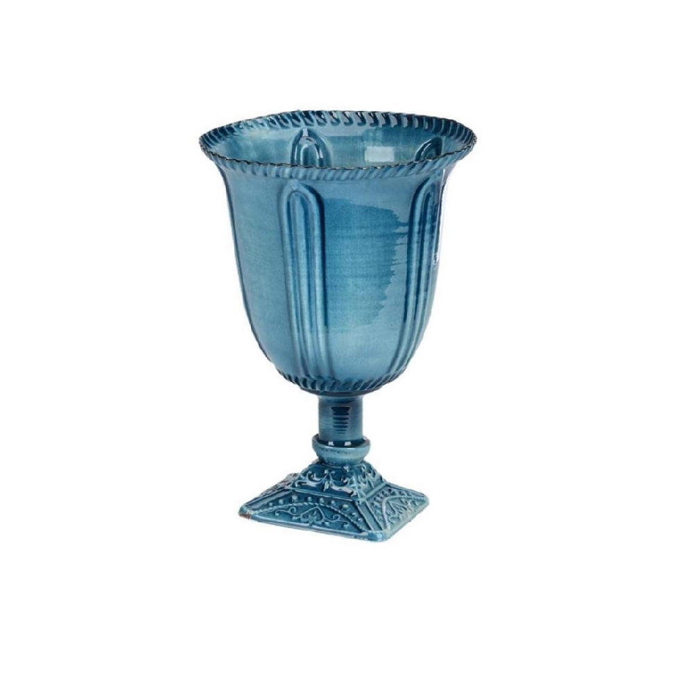 Turquoise Anitque Metal Pedestal Urn
6x9    