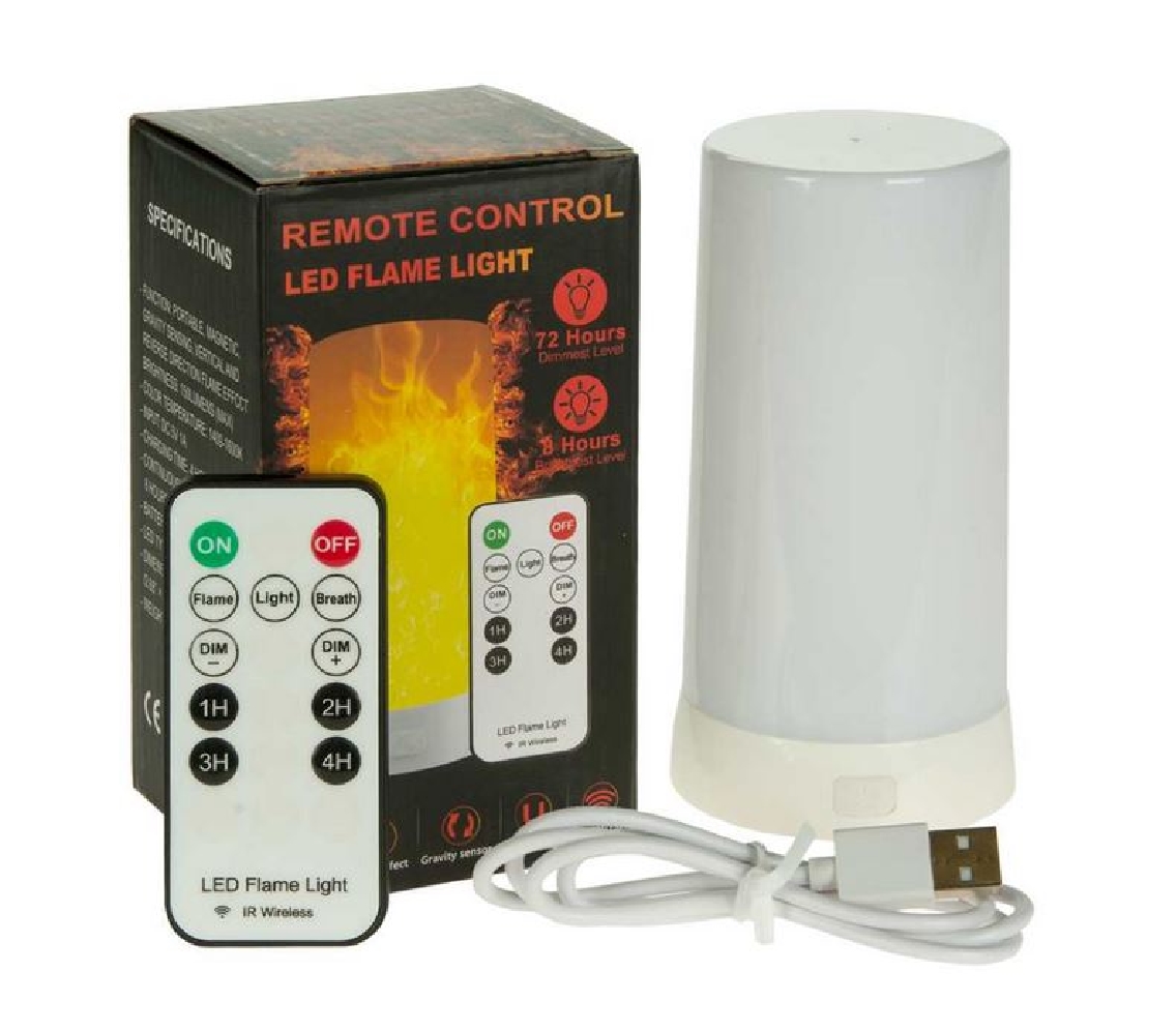 LED Flame Effect Light
w/ Remote & USB   