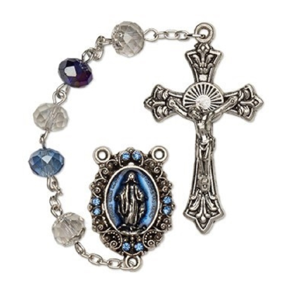 Multi-Colour Blue Crystal Bead Rosary   