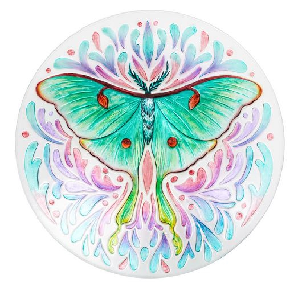 Luna Moth Glass Birdbath
18    
