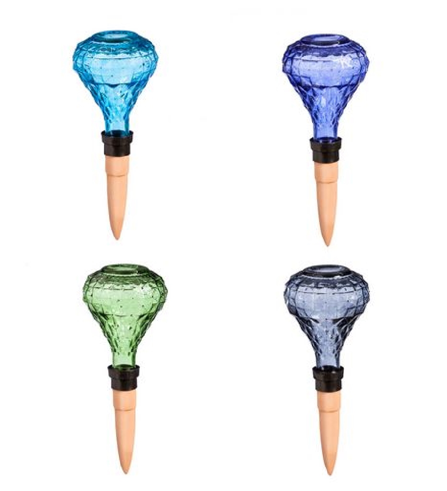 Faceted Glass Plant Watering Globe w/Terracotta...