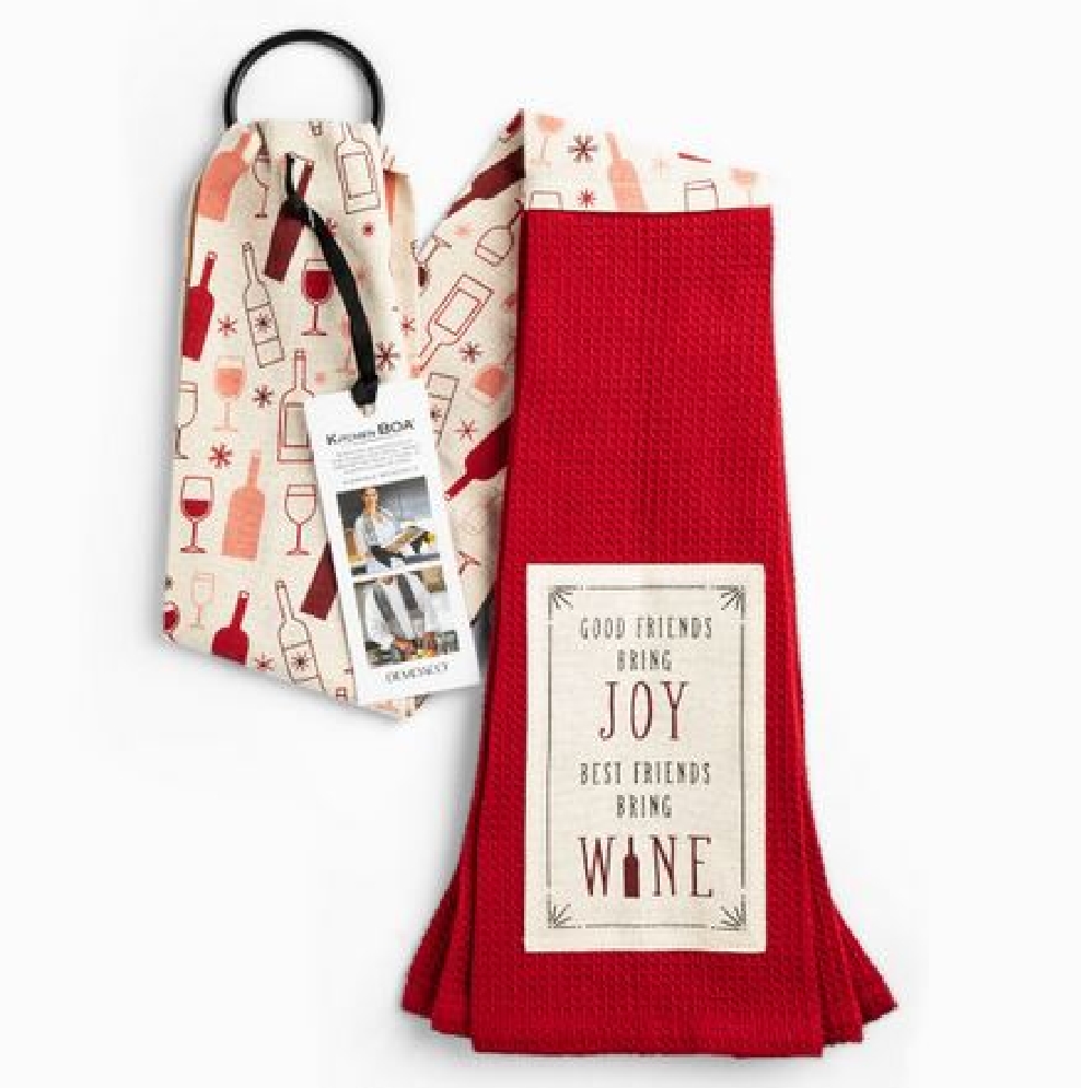 Bring Joy; Bring Wine  Boa
Red; Cream
4  w x ...