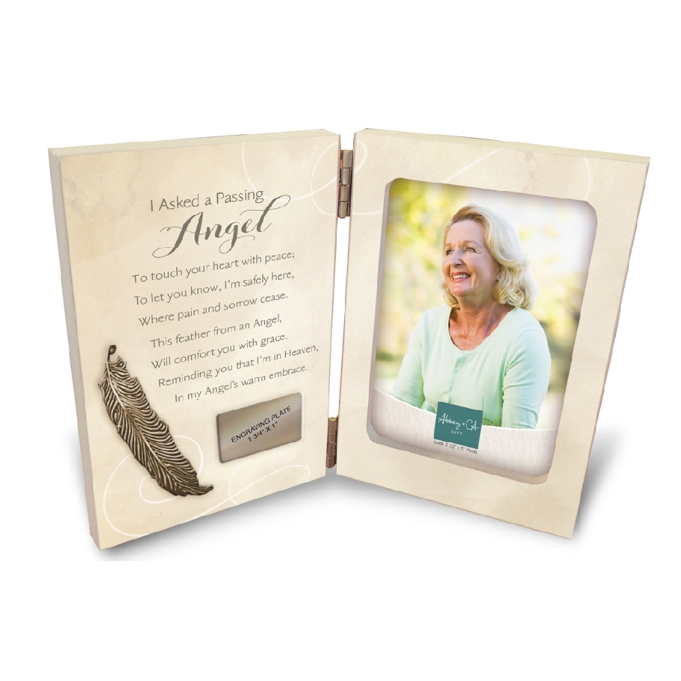 Memorial Photo Frame with Angel Feather &amp; Engra...