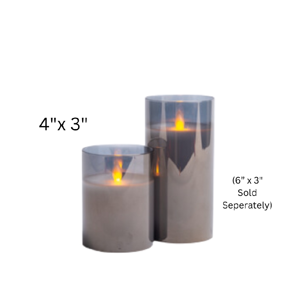 Flameless LED Candle in Smoked Grey Glass  4   ...