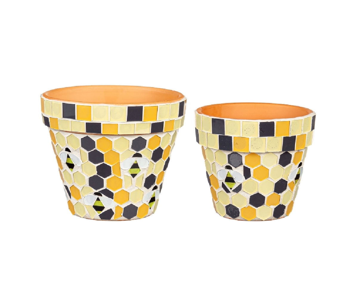 Honeycomb Mosaic Cachepots; Nested Set of 2

...