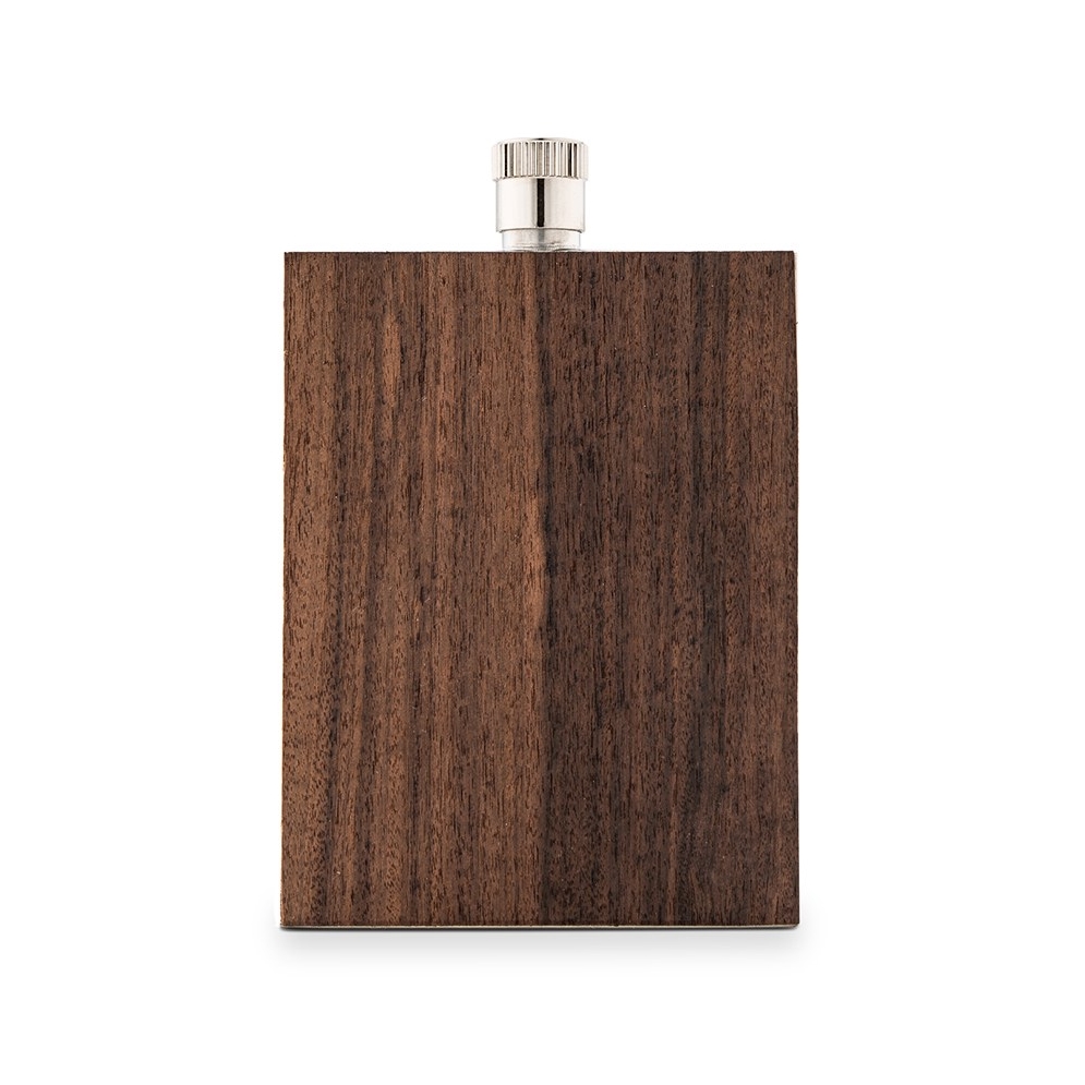 Rustic Wood Wrapped Stainless Steel Hip Flask  