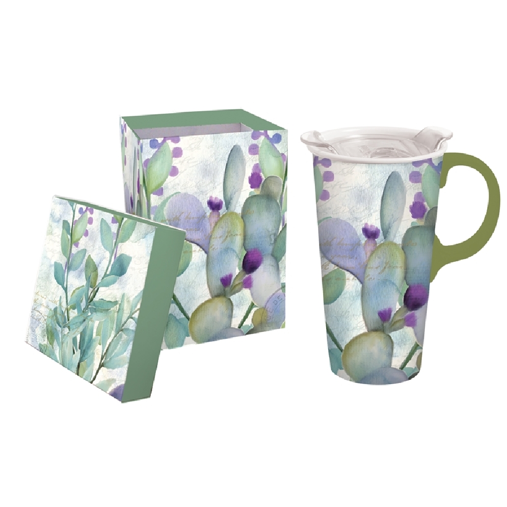 Ceramic Travel Cup w/Tritan Lid   Serene Floral...