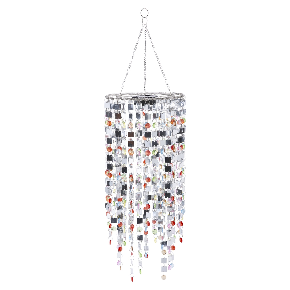 Silver and Multi-Colored Mirrored Outdoor Chand...