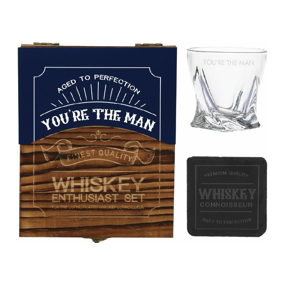 You re the Man - Wooden Gift Box with Rocks Gla...