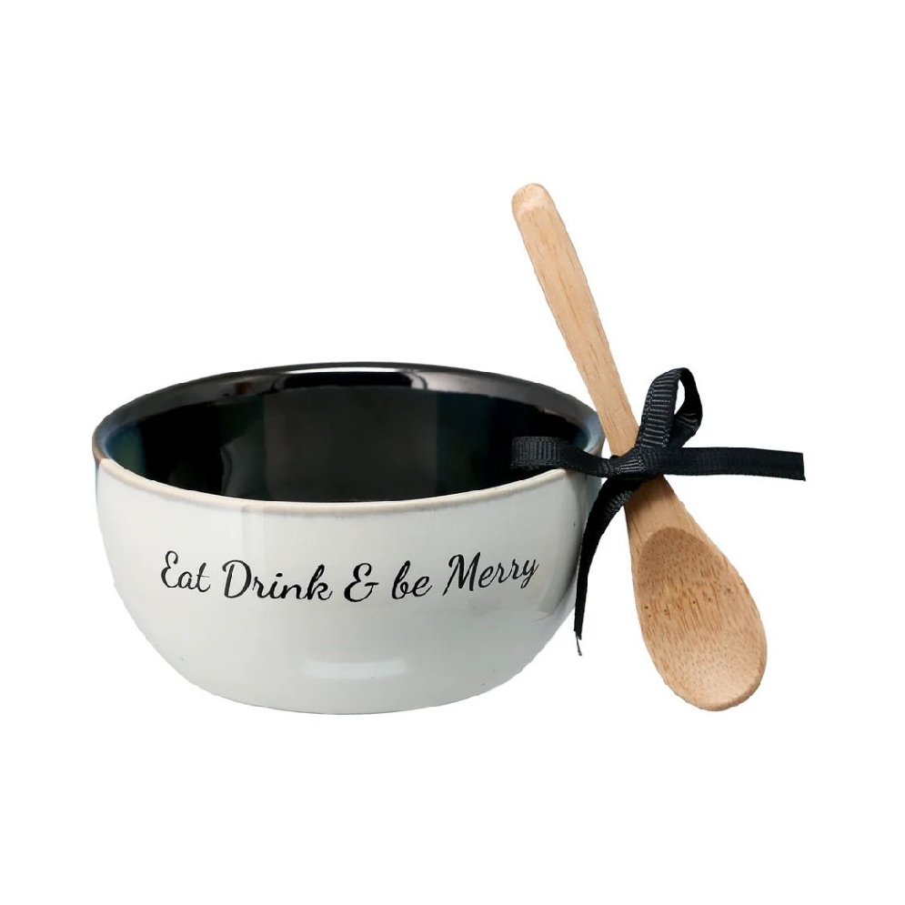  Eat; Drink &amp; Be Merry   Bowl
w/ Bamboo Spoon...