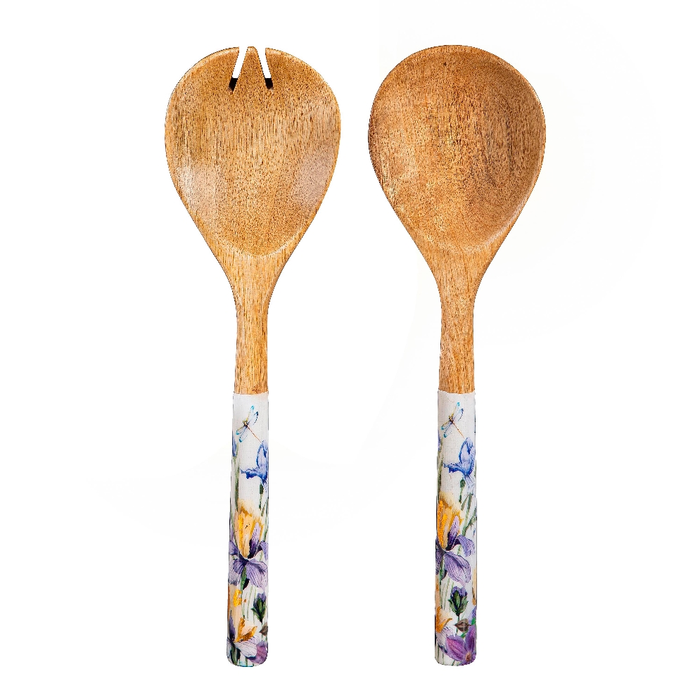 Golden Lilac Wood Salad Server Set  