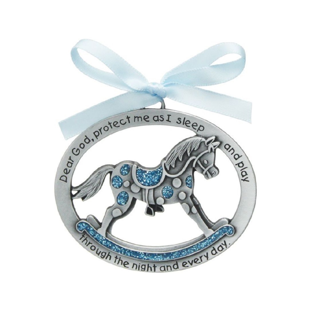 Blue Rocking Horse Crib Medal 
2x2.5  

Hang...