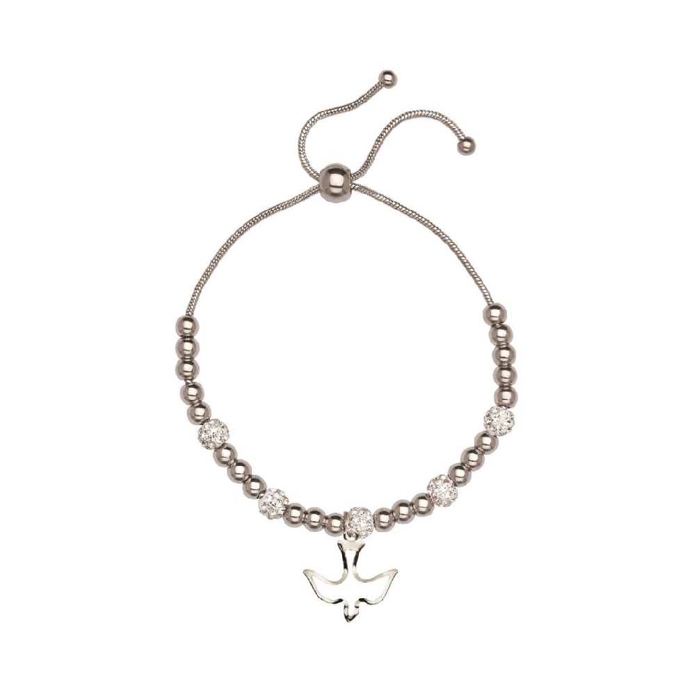 Bracelet w/ Rhodium Plated Dove Charm
Steel
...