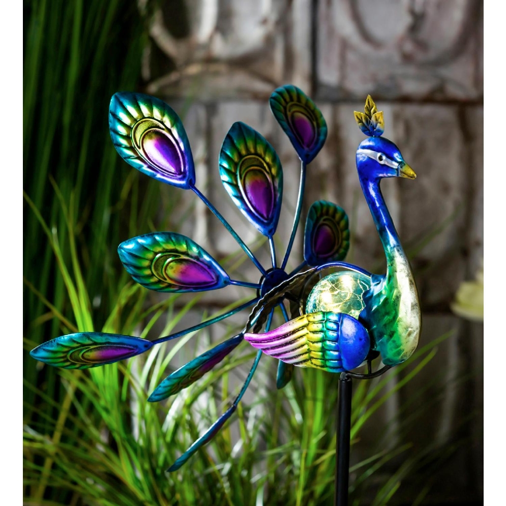 Tropical Oasis Wind Spinner - Solar Staked Peac...