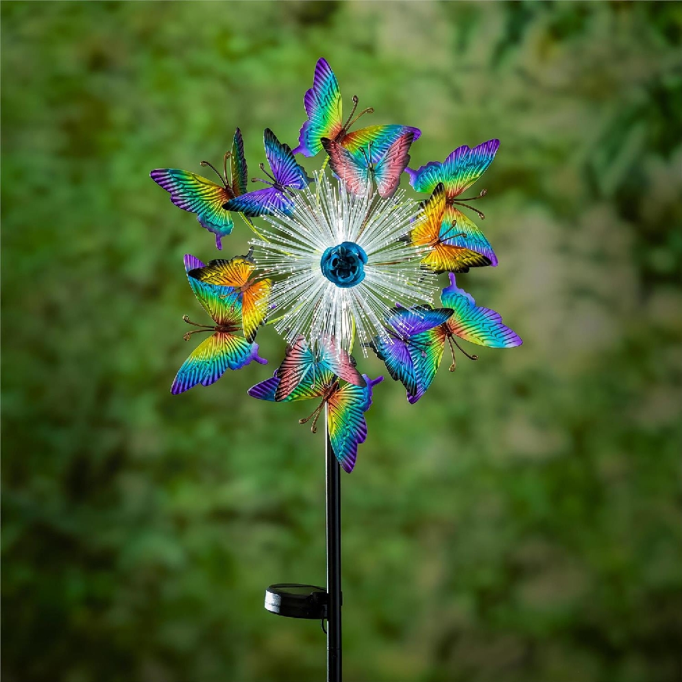 Solar Fiber Optic Butterfly Wind Spinner  
