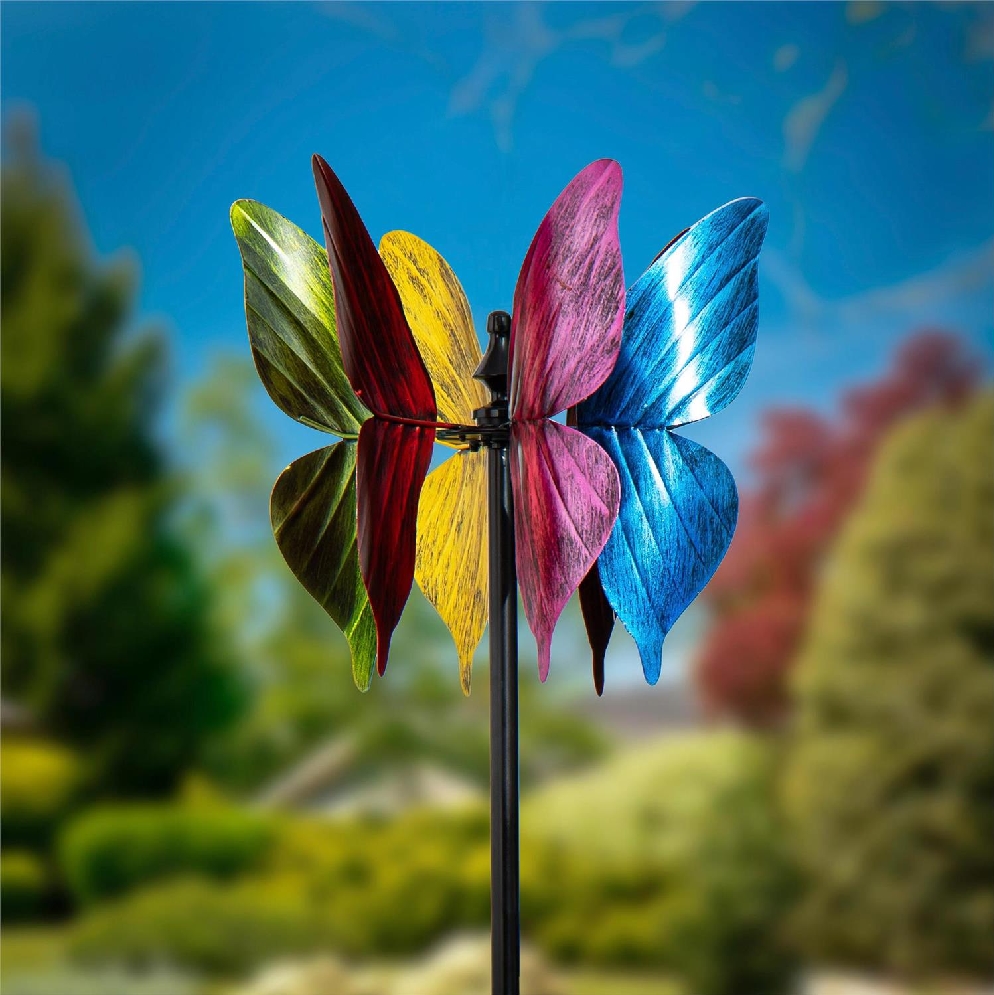 Colourful Butterfly Metal Wind Spinner 65   High  