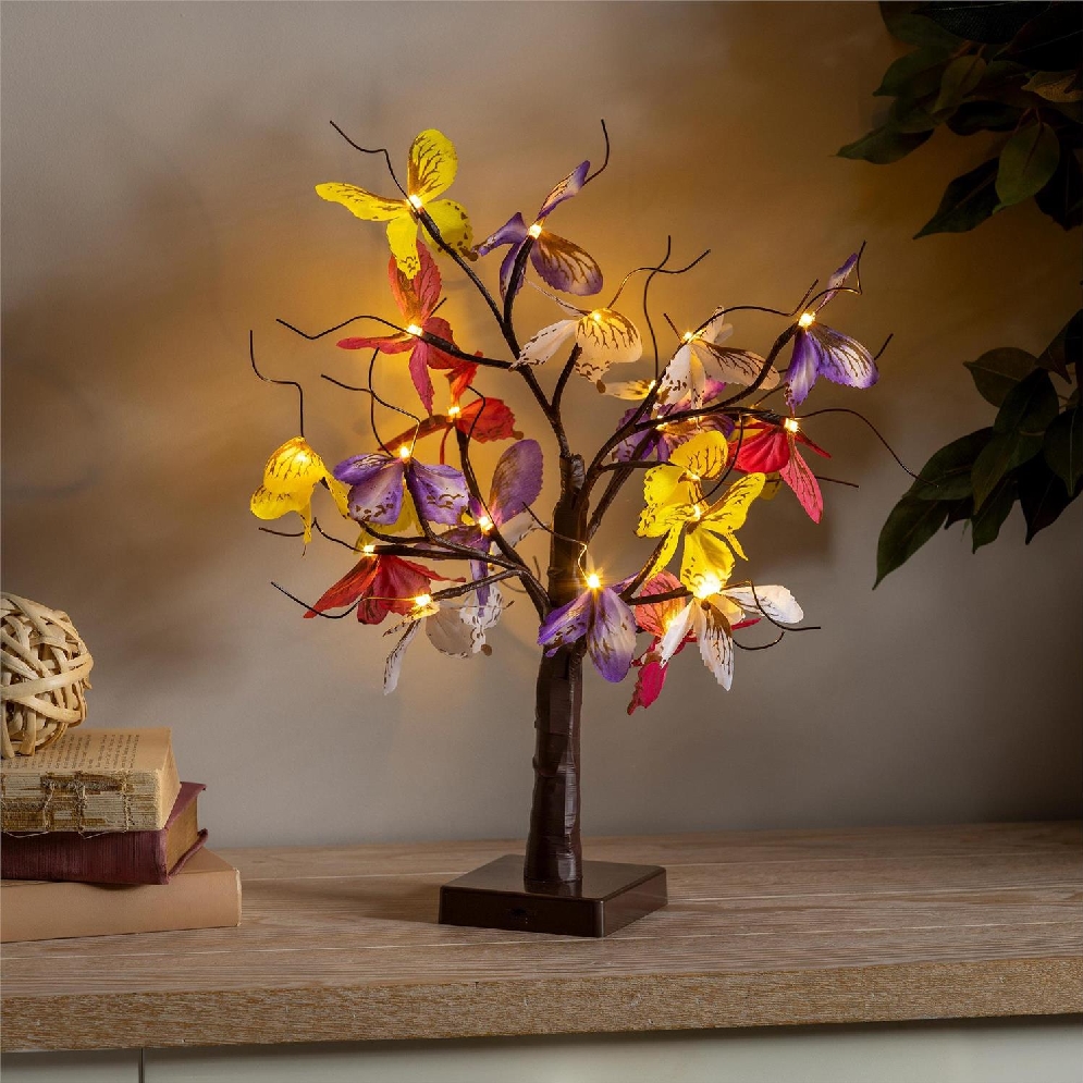 Floral Butterfly Tree LED Table Décor; 20H  