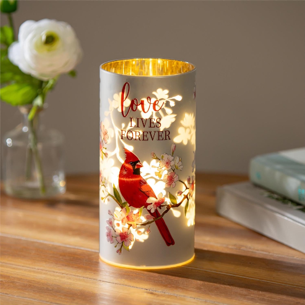   Love Lives Forever   Glass Lasercut Cardinal ...