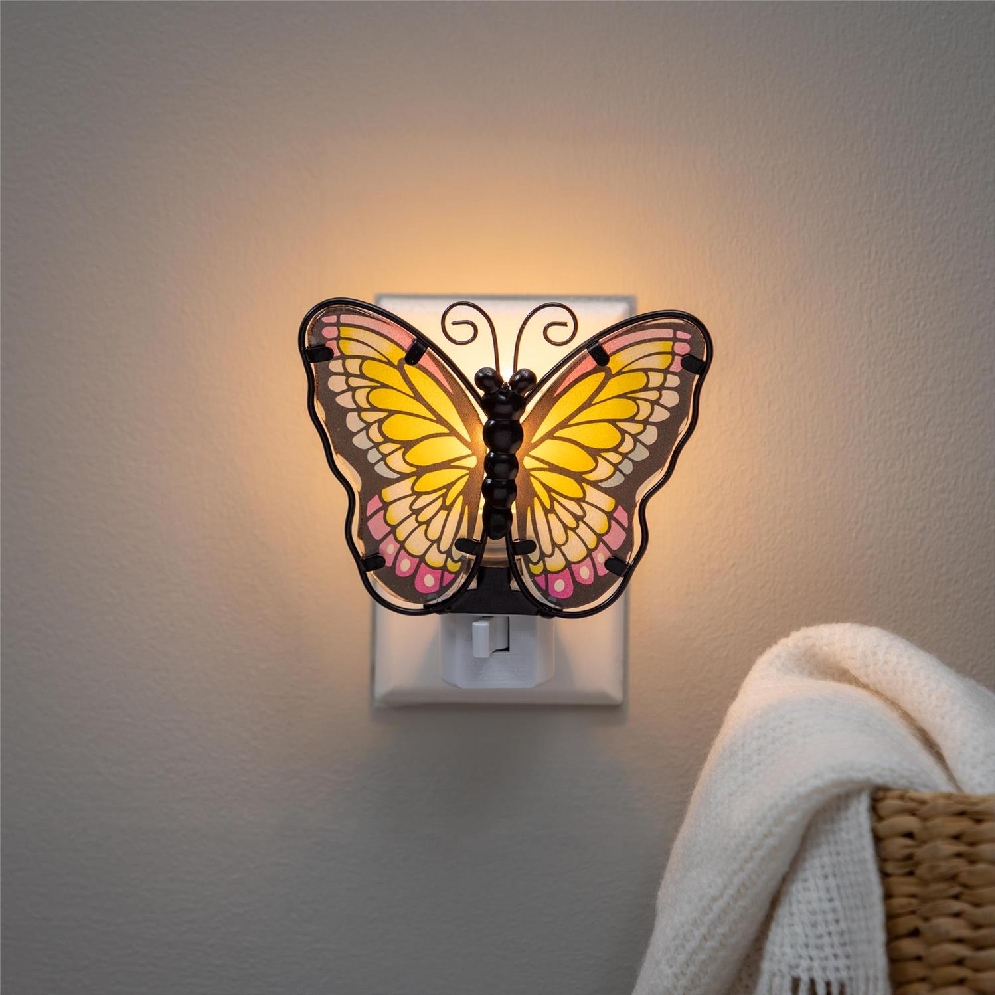 Butterfly Metal and Glass Nightlight  