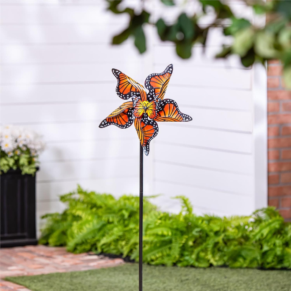Monarch Butterfly Metal Wind Spinner 48  H  