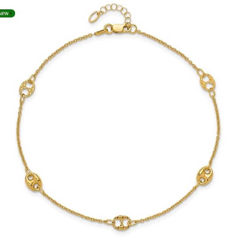 Leslie s  Anklet
Polished &amp; Textured
10Kt Yel...