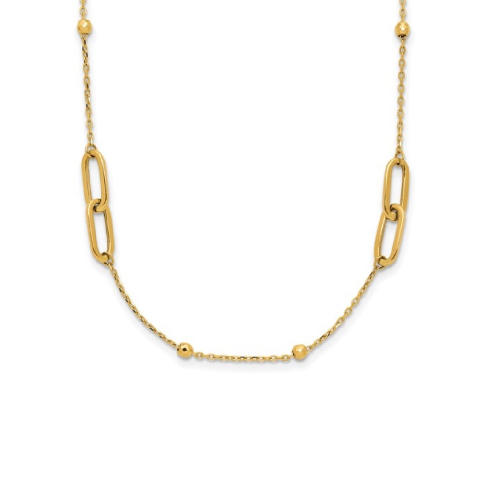 Leslie s 10K Polished and Dia-cut Fancy Link Ne...