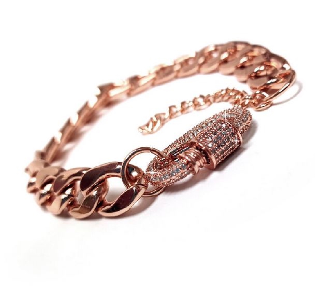 Jacqueline Kent Cuban Stainless Steel Rose Gold...