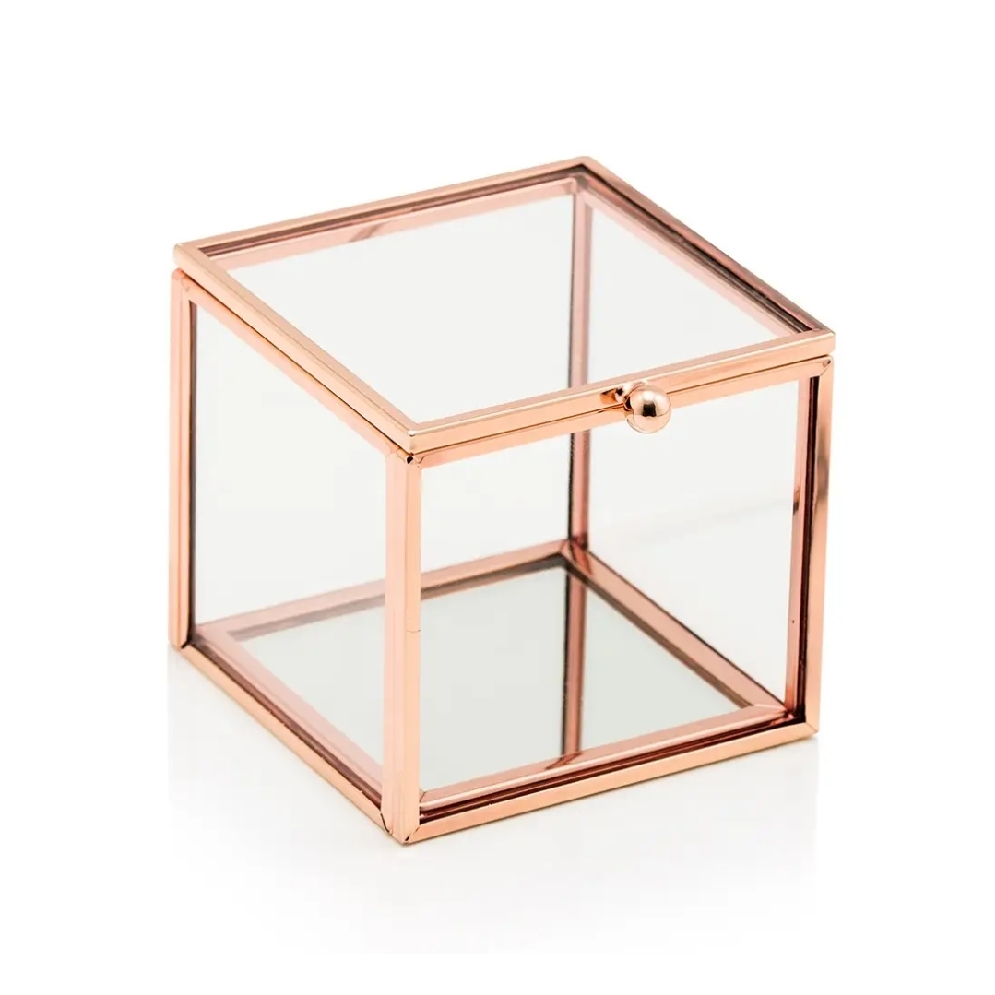 Glass Jewelry Box With Rose Gold Edges (Small)...