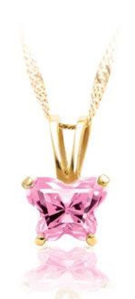 10KT YG BFly Pendant & Chain  