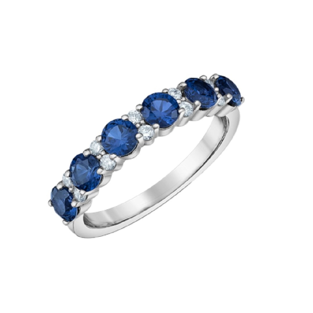 LAB-Grown Sapphire &amp; Diamond Ring
6 - 3.75mm S...