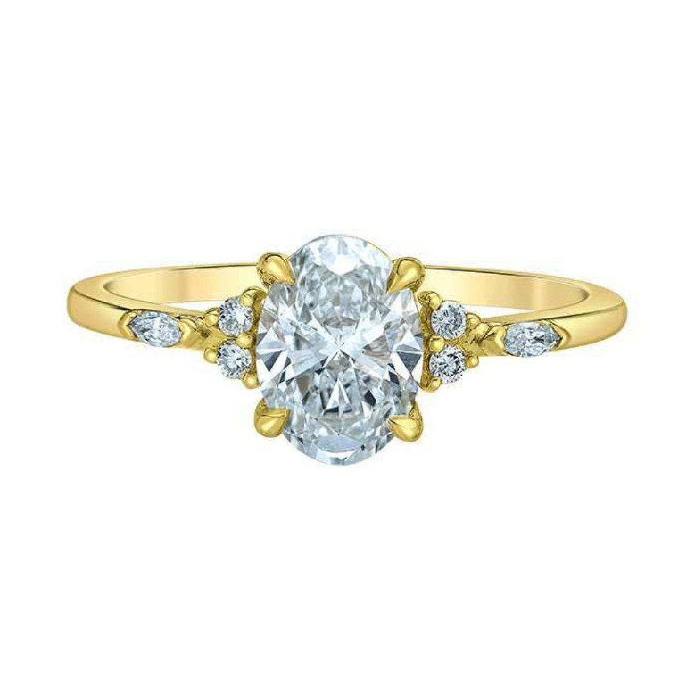Oval LAB-Grown Diamond Ring with Marquise and R...