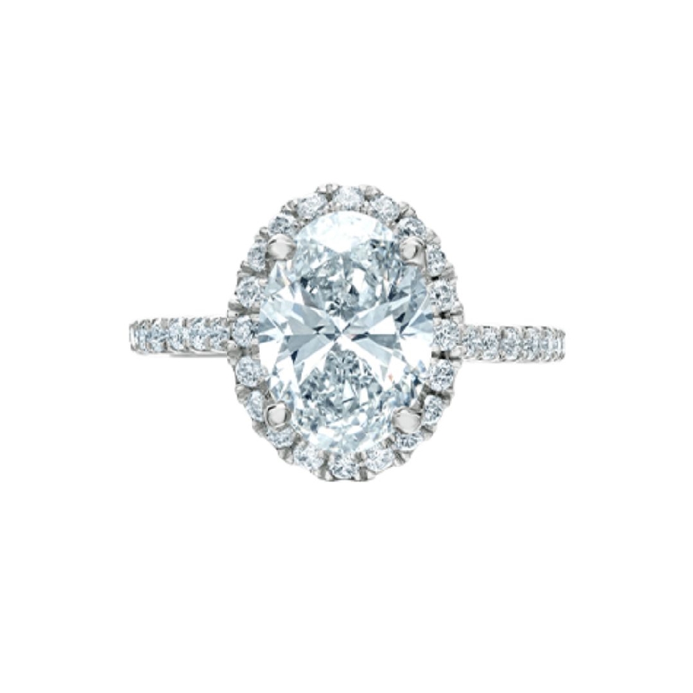 LAB-Grown Halo Oval Diamond Engagement Ring 3.5...
