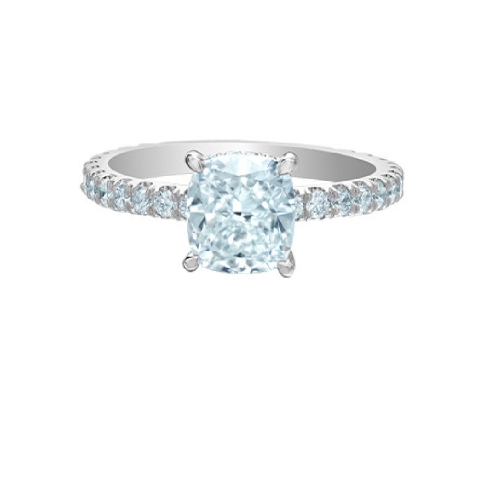 LAB-Grown Cushion-Cut Diamond Hidden Halo Engag...