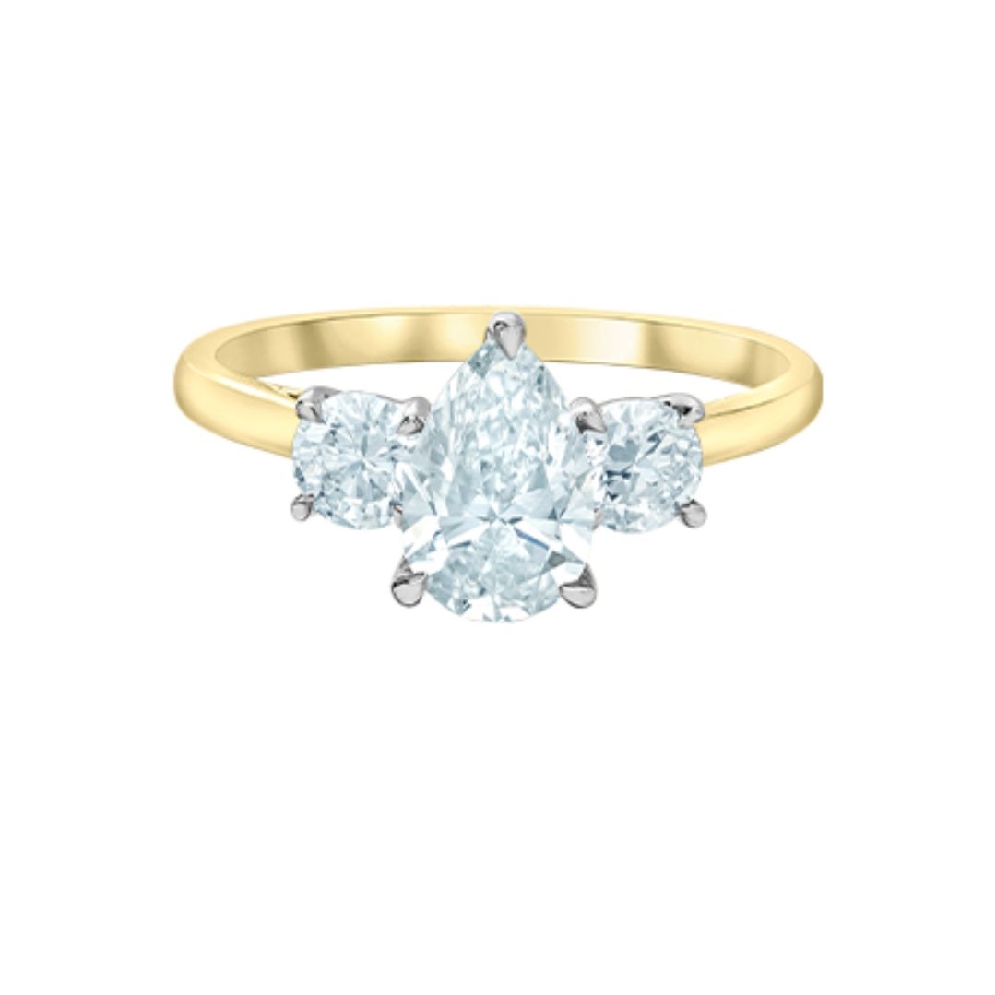 LAB-Grown 3-Stone Emerald-Shaped Diamond Ring 2...