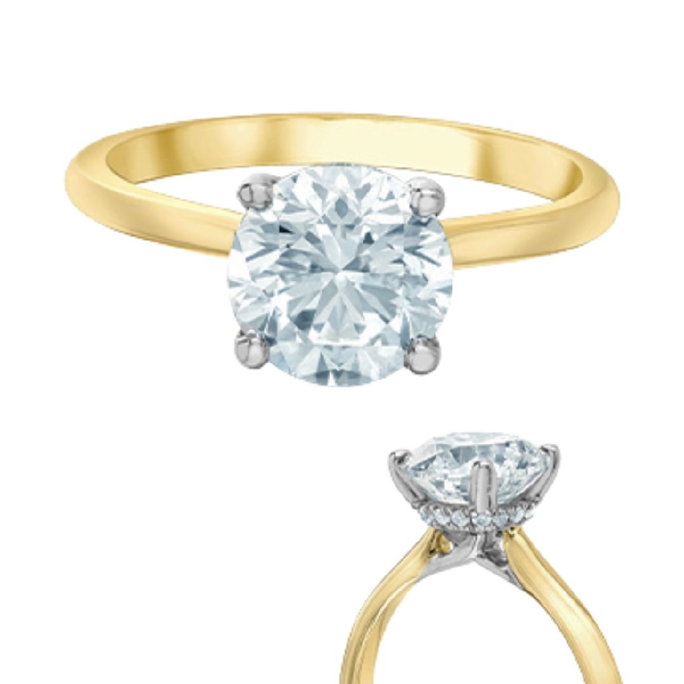 LAB-Grown Diamond Engagement Ring with Hidden H...