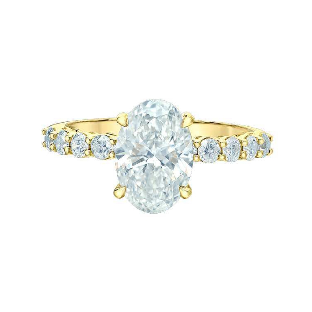 LAB-Grown Oval Diamond Engagement Ring with Hid...