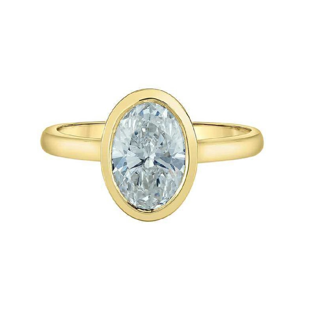 Oval Bezel Set LAB-Grown Diamond Solitaire Ring...
