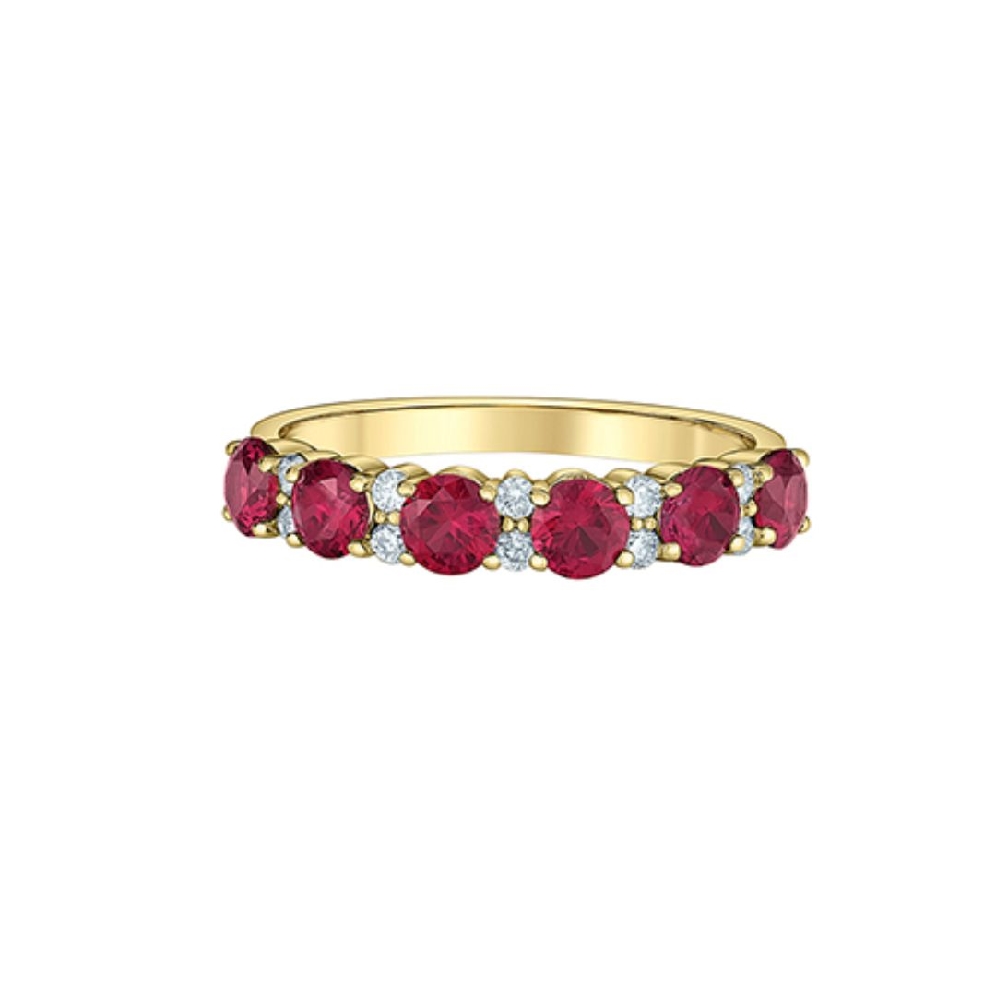 LAB-Grown Ruby &amp; Diamond Ring
6 - 3.75mm Rubie...