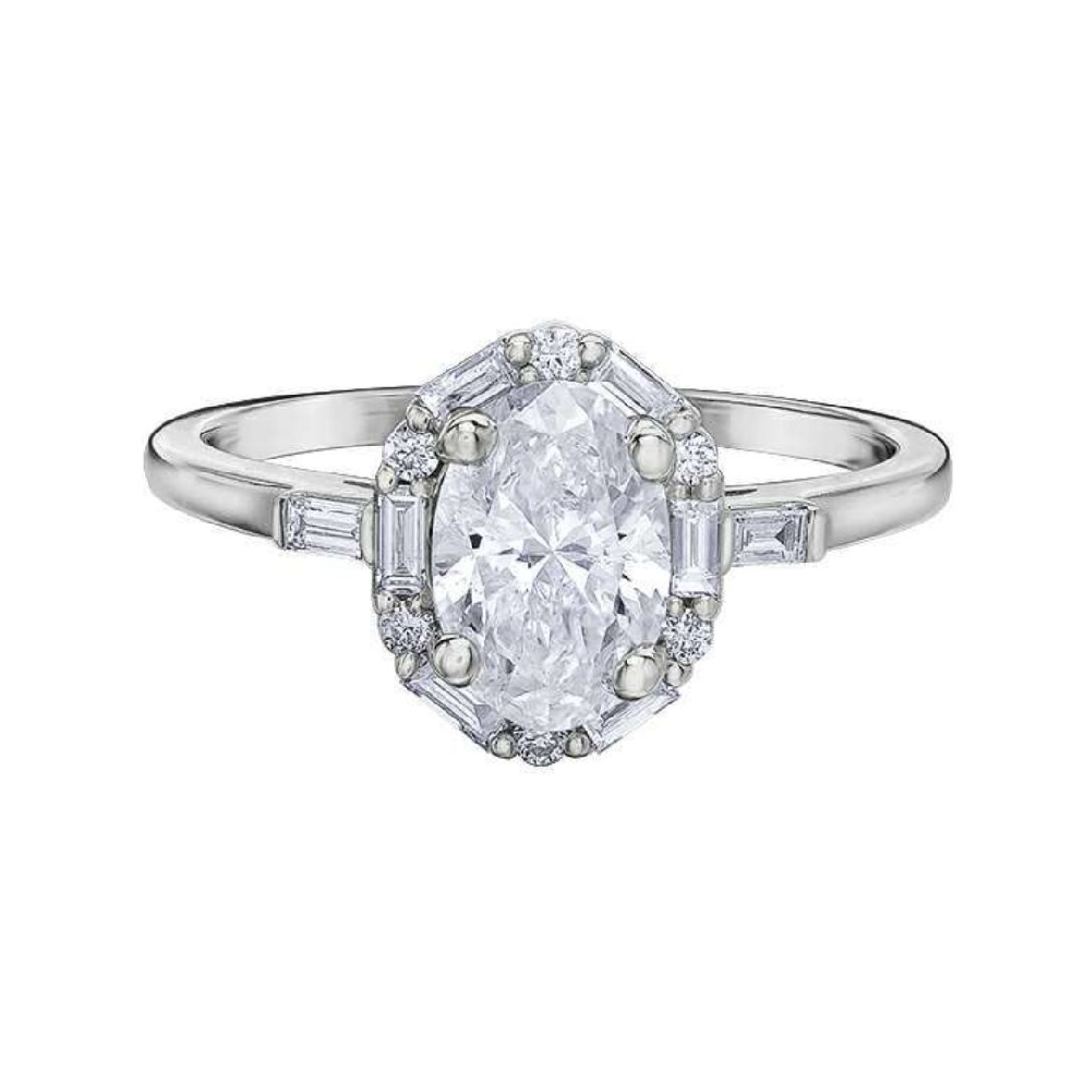 Maple Leaf Diamonds Oval Halo Ring
14KT White ...