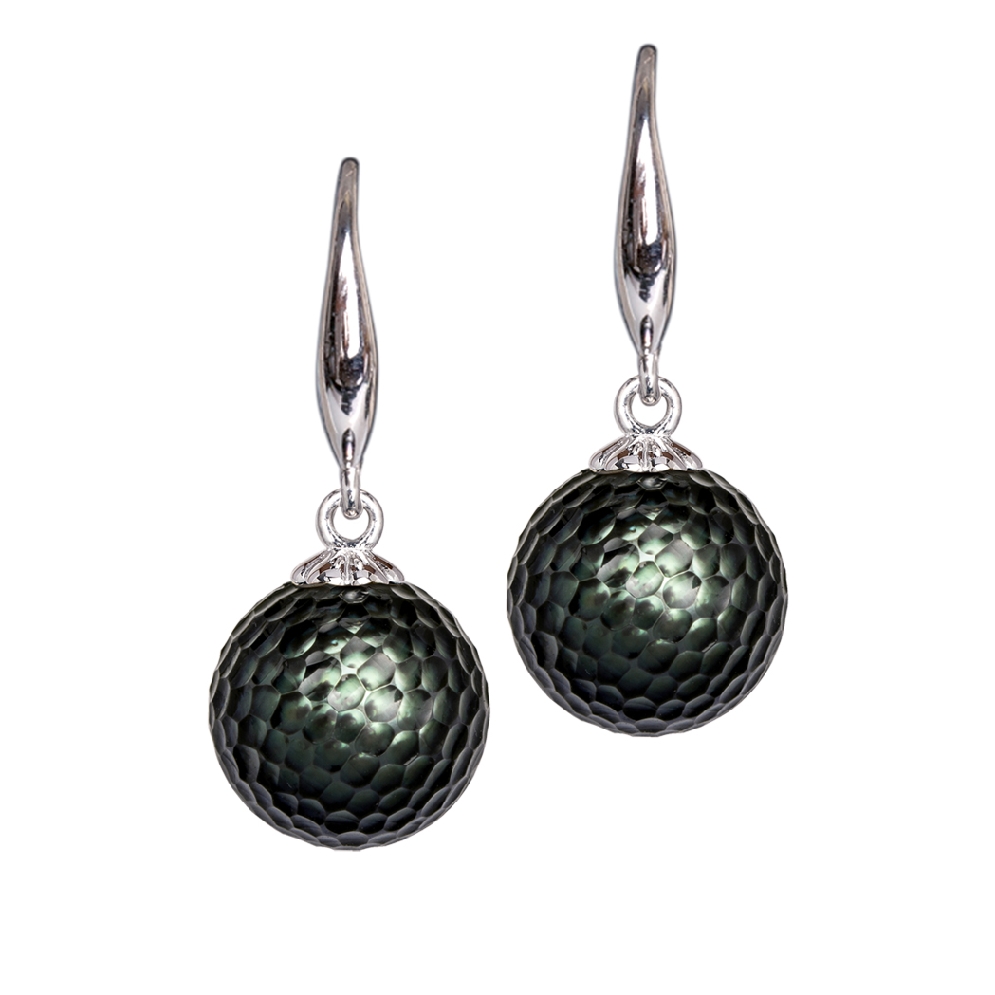 Momento Carved Tahitian Pearl Earrings by Galat...