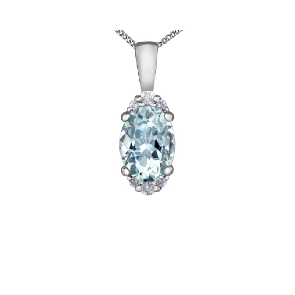 Aquamarine and Diamond Pendant 0.05ctw
10KT Wh...