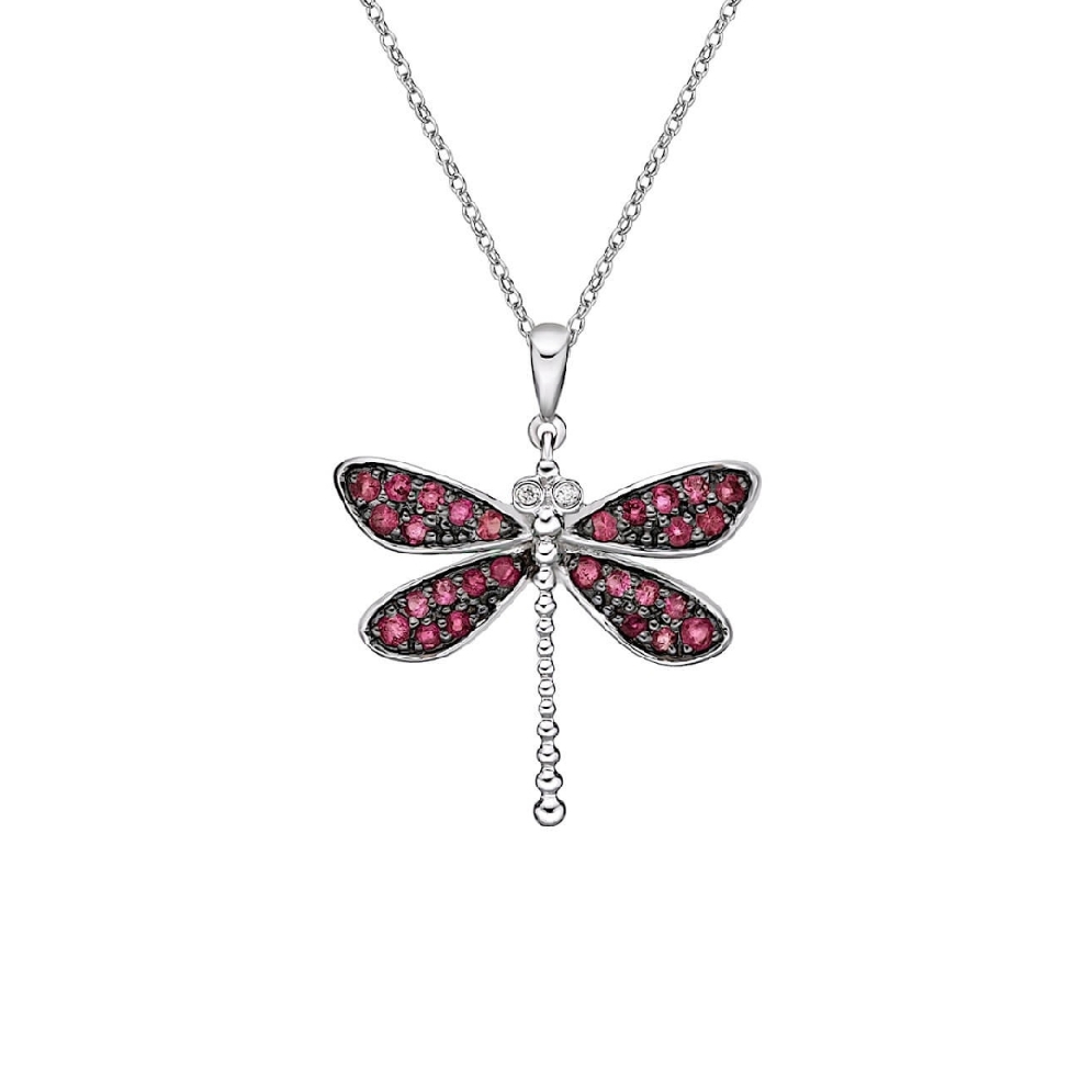 Ruby and Diamond Dragonfly Pendant0.01ctw
10KT...