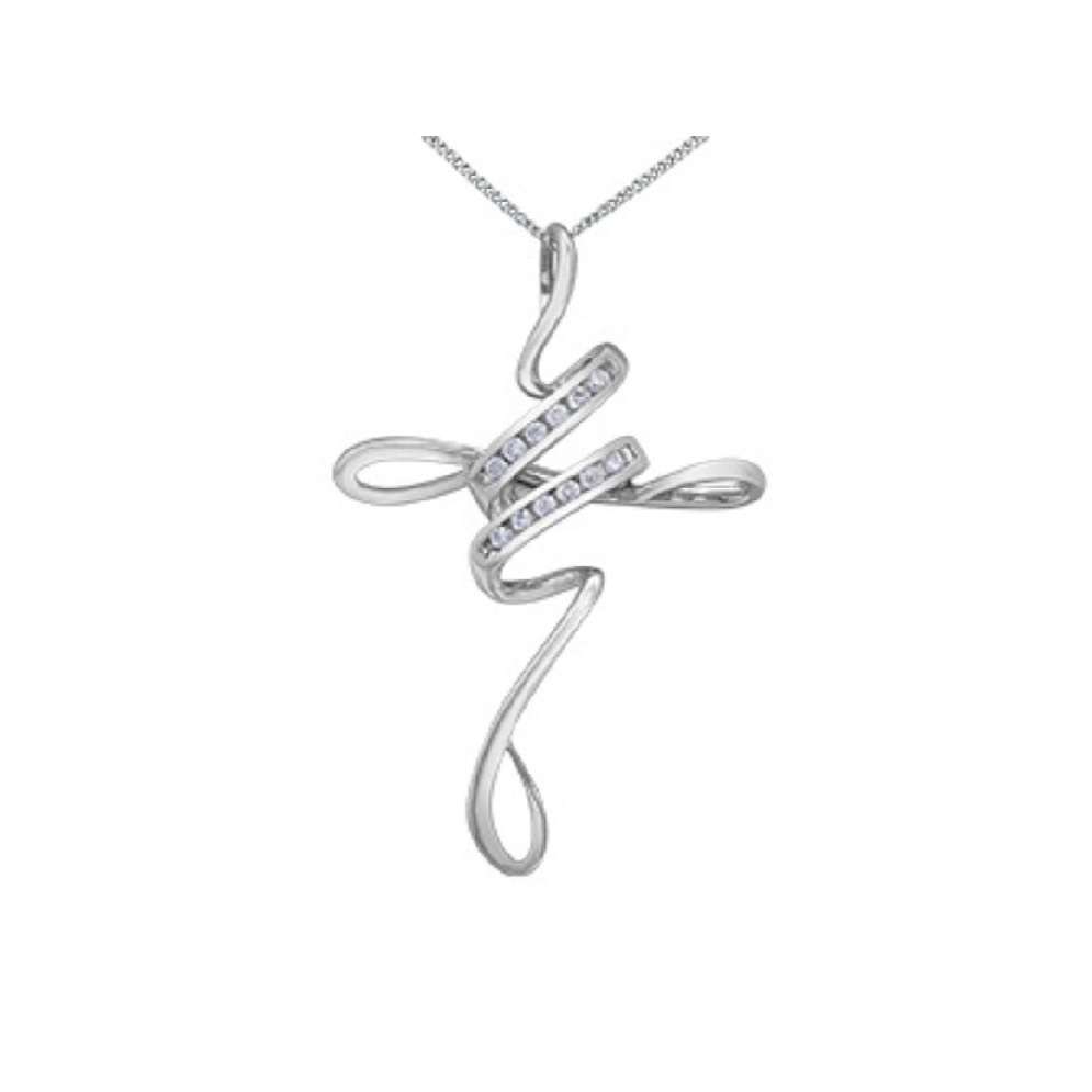 Diamond Cross Pendant 0.06ctw
10KT White Gold  